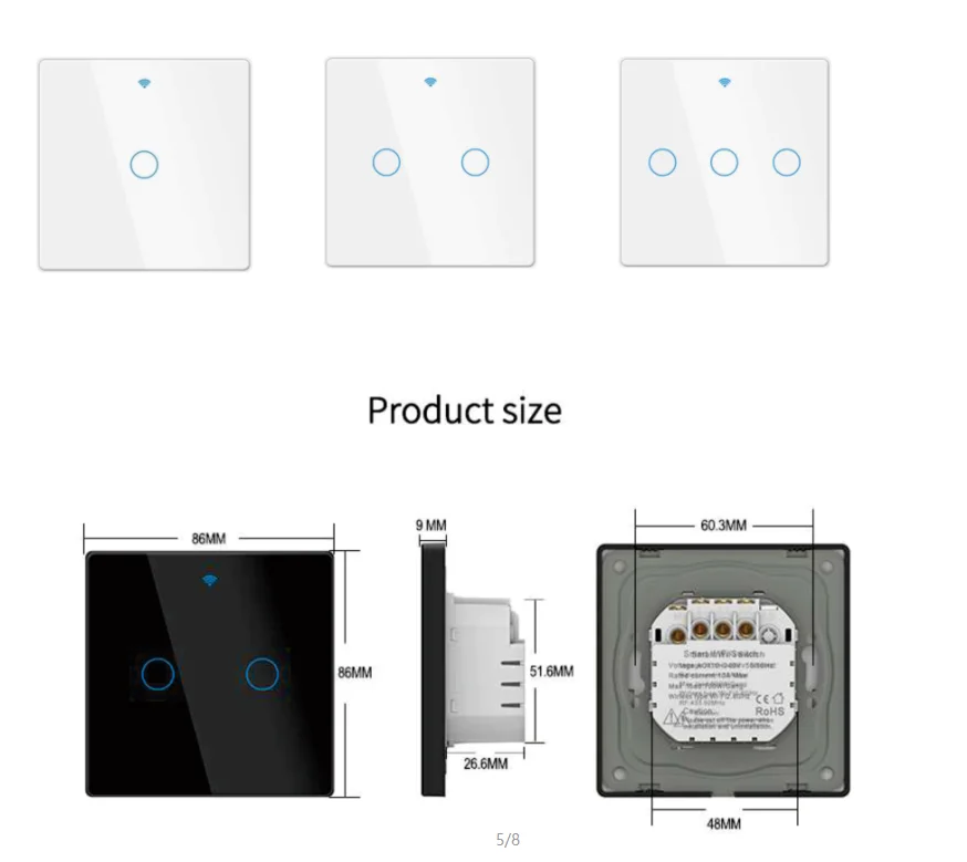 Smart home design tuya zigbee phone WIFI amazon google 3 GANG sensor touch with Alexa