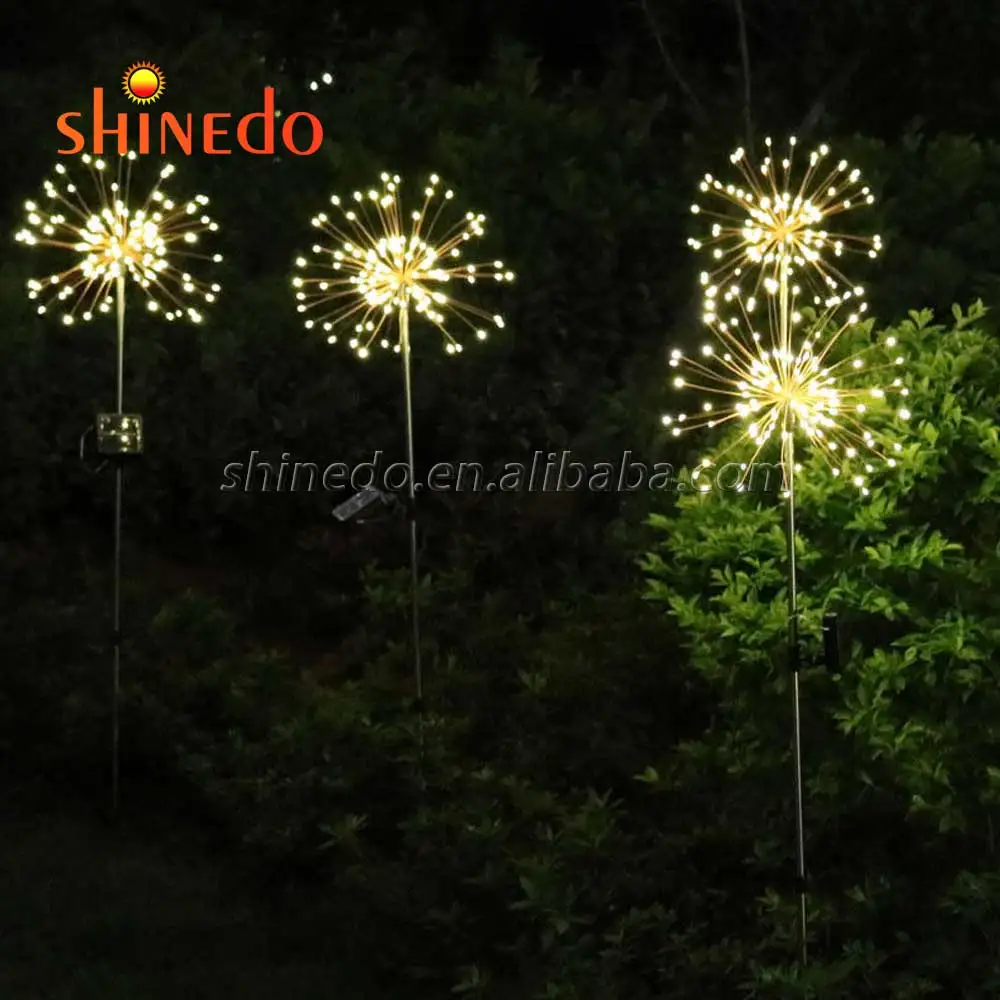 Outdoor Solar Garden Decorative Landscape Lights 90/150 LED String  DIY Flowers Fireworks Lamp for Walkway Lawn Backyard