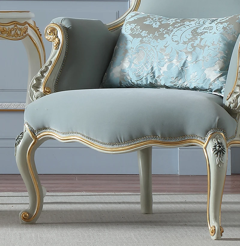 Foshan furniture  high quality luxury design classic new light grey living room velvet fabric sofa chair armchair