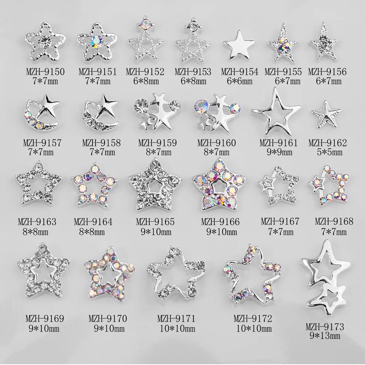 New Pentagram Nail Art Decoration DIY Hollow 3D Nail Accessories Alloy Star Nail Diamond Accessories