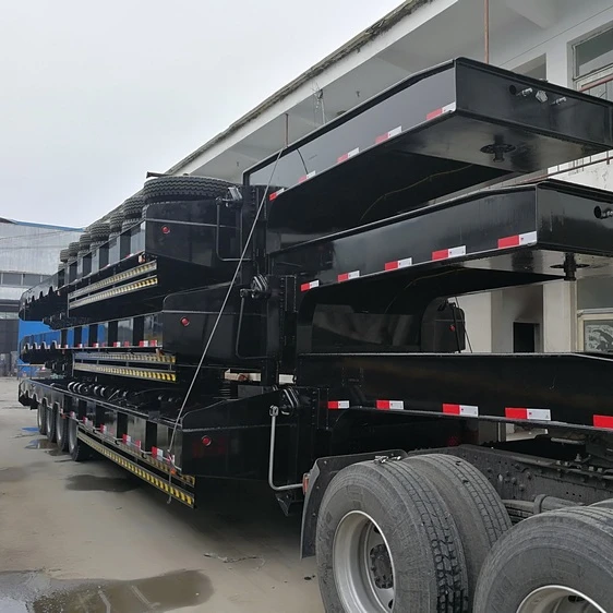 
China HEAVY Low Bed Cargo Semi Trailer for Dozer Loader Excavator Truck 