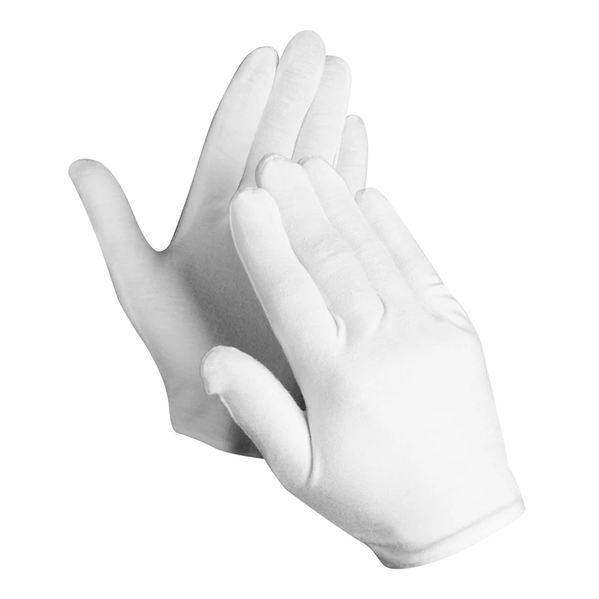 Pure Cotton Gloves Etiquette Thin White Gloves Cleanroom White Cotton Gloves for industrial and Ceremonial Jewelry Inspection