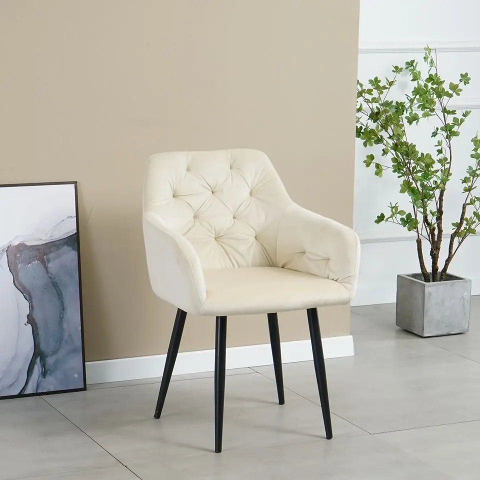 Wholesale Home Furniture Metal Legs Cafe Restaurant Sillas Chairs Velvet Fabric Dining Room Chairs