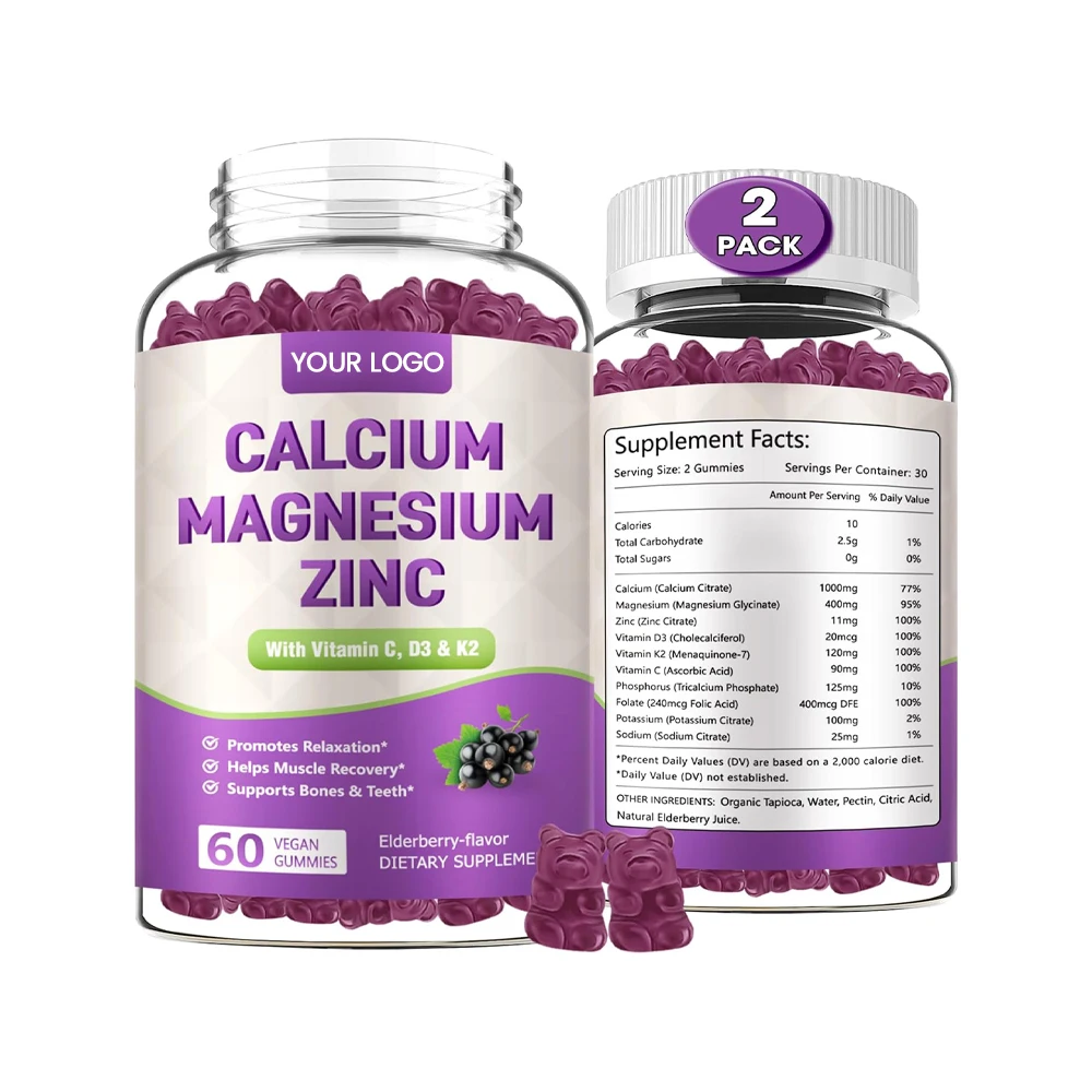 2024 Hot Sale Factory Wholesale Private Label Joint Health Muscle Function Calcium Magnesium Zinc Gummies