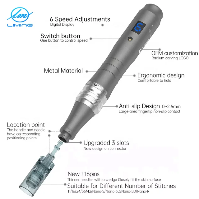 Dr pen m8-w microneedling derma pen round wireless digital  beauty care latest nano leather rolling micro needle pen