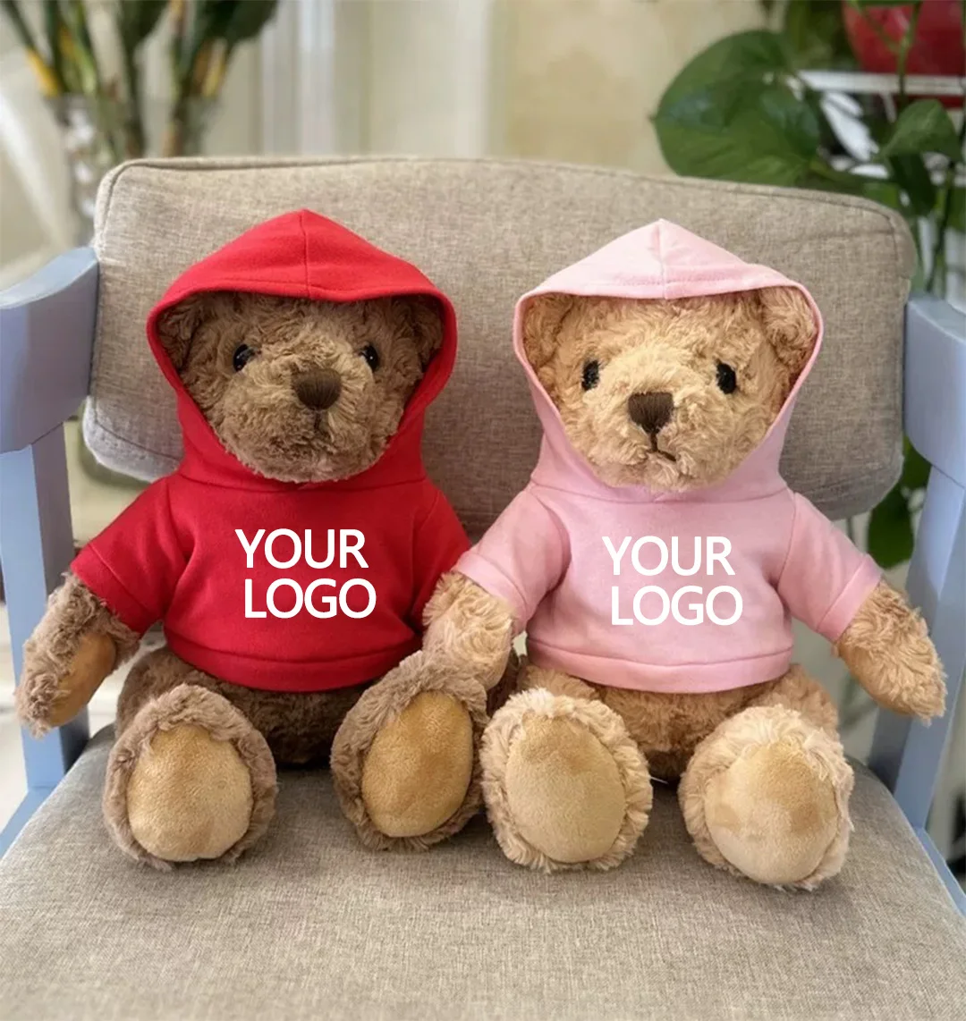 OEM odm Plush sitting bear with T shirt Customized logo stuffed animal toys customized logo tag label plush sitting teddy bear