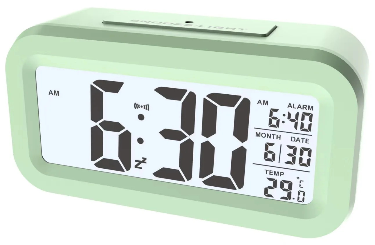Alarm Clock Temperature Humidity Voice Control/Alaways On Table Clock Dual Alarm Wall Rechargeable Digital LED Clocks