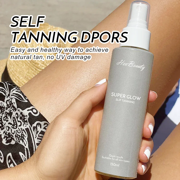 Private Label Organic Shimmering Glow Dry Oil Bronze Glitter Shine Tanning Body Serum Tanning Shimmer Oil Spray