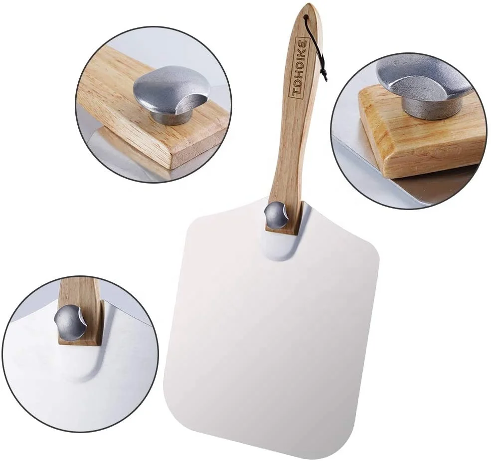 Разъем из высококлассного алюминиевого пиццы с складная деревянная ручка для выпечки