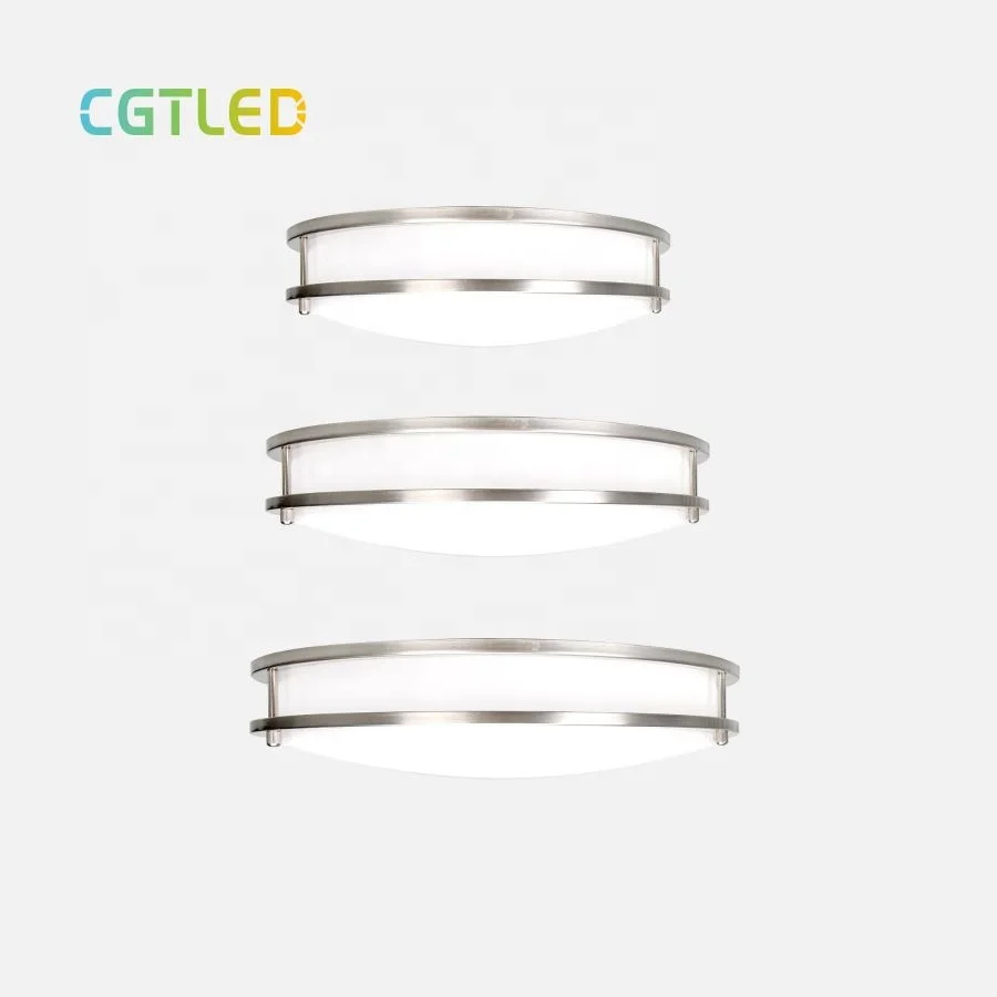 15W 18W 24W 30W  LED Flush Mount Ceiling Light Dimmable Brushed Nickel Round Lighting Fixture for Kitchen