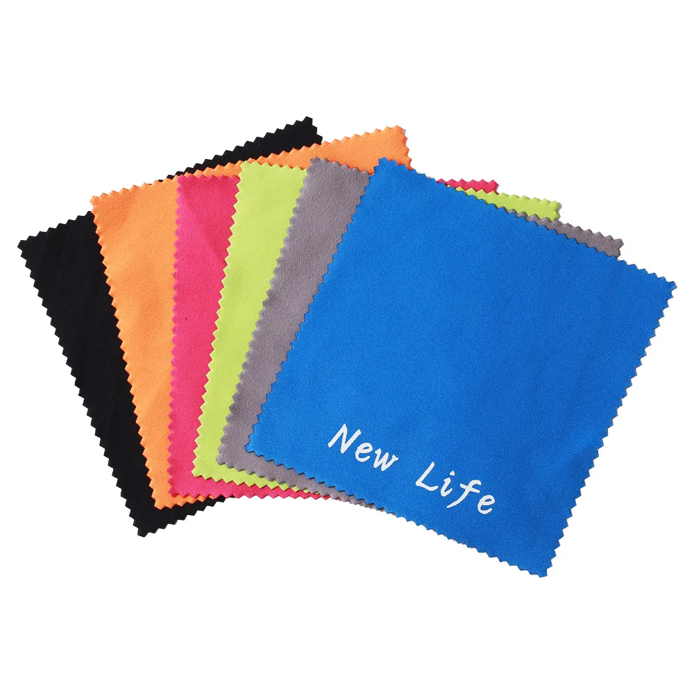 Soft and thin double sided microfiber suede cloth silk screen printing zigzag edge micro fiber glass cleaning cloths