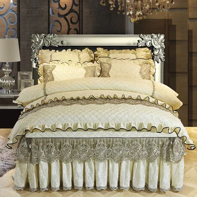 Комплект постельного белья с вышивкой, King Queen, Full Twin, Комплект постельного белья с юбкой