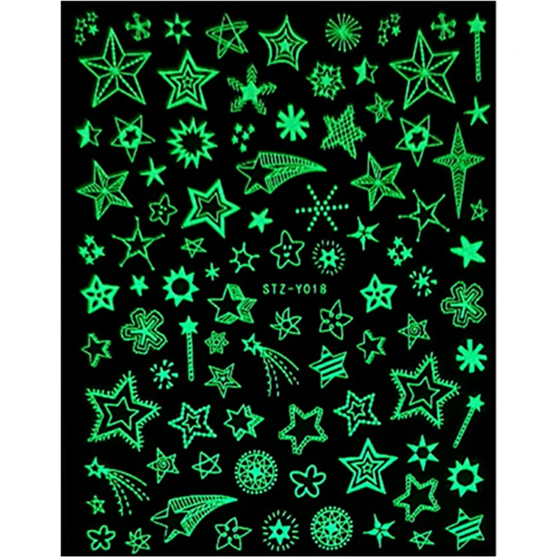Christmas Snow Nail Art Sticker Decals 3D Self-Adhesive Night Glow Nail Stickers for Acrylic Nail Supplies Women Girl
