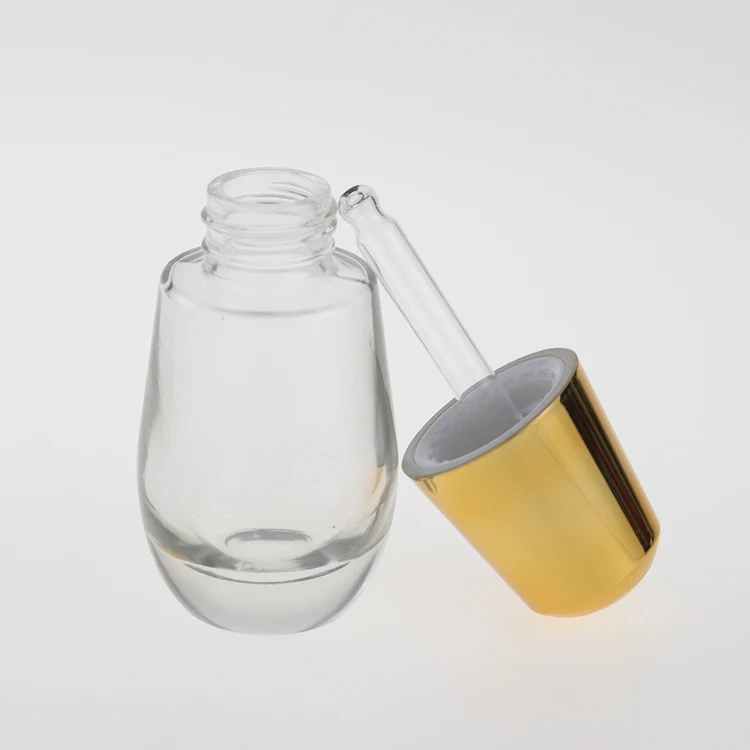 Luxury Packaging Cosmetic cream Clear Essential Oil Glass Dropper fragrance pipette Bottle 1oz