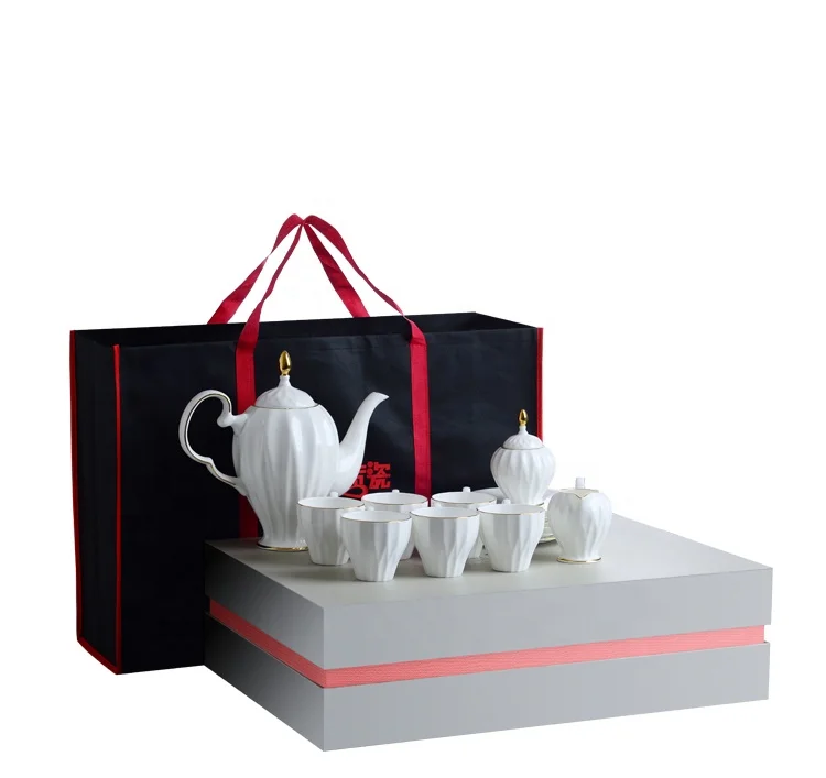 white  ceramic  bone china  British tea  pot  teaware Coffee Set Afternoon coffee set