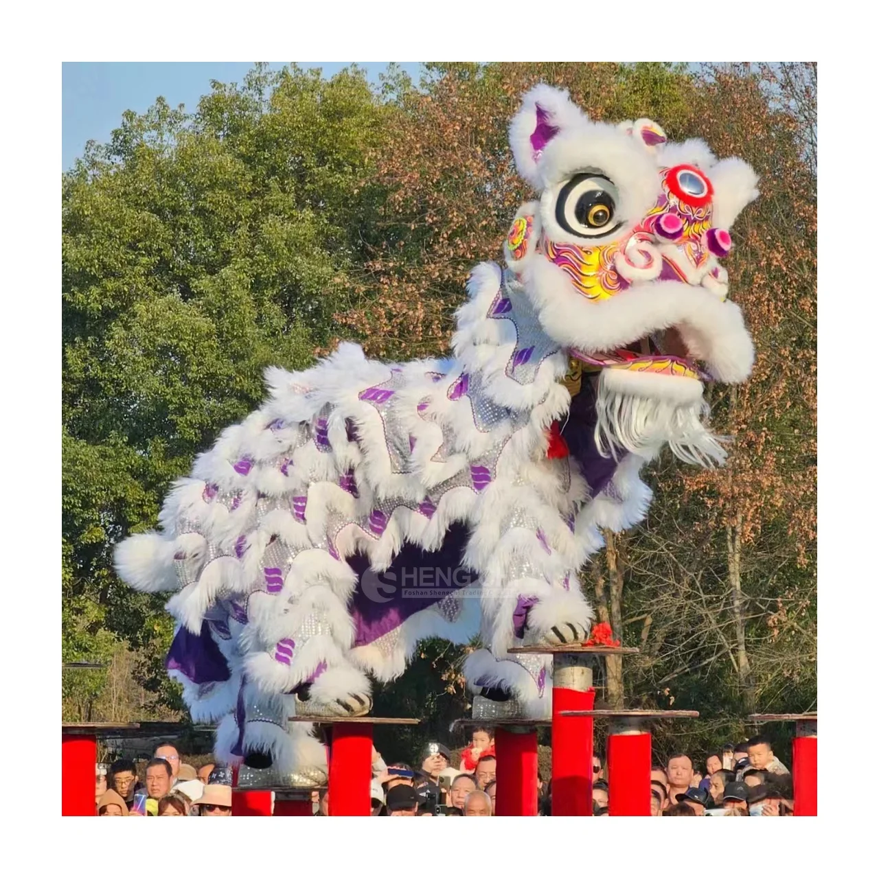 High quality chinese lion dance costume for two person performances christmas performance costumes