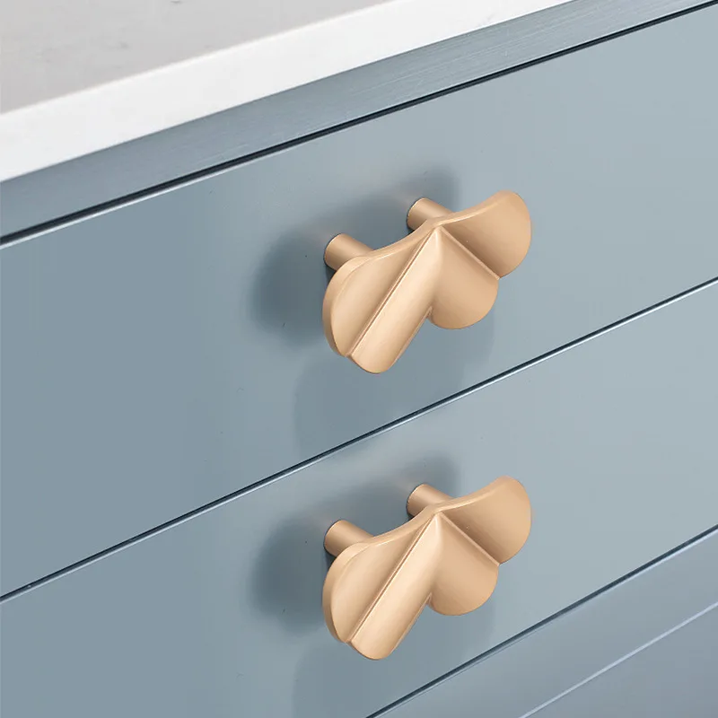 AIMINO RTS Brass luxury brass leaf in a pair handles and knobs cabinet handles furniture hardware