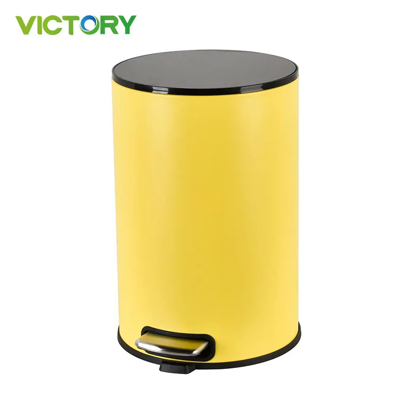 5L Grey Bathroom Pedal Shape Removable Inner Bucket With Trash Bag Hole Garbage Bins With Plastic Lid