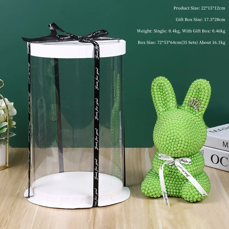 2024 New Style Valentine Gift Sweet 22cm Glitter Simulation Bear Rabbit Rose Crystal Diamond Pearl Bear