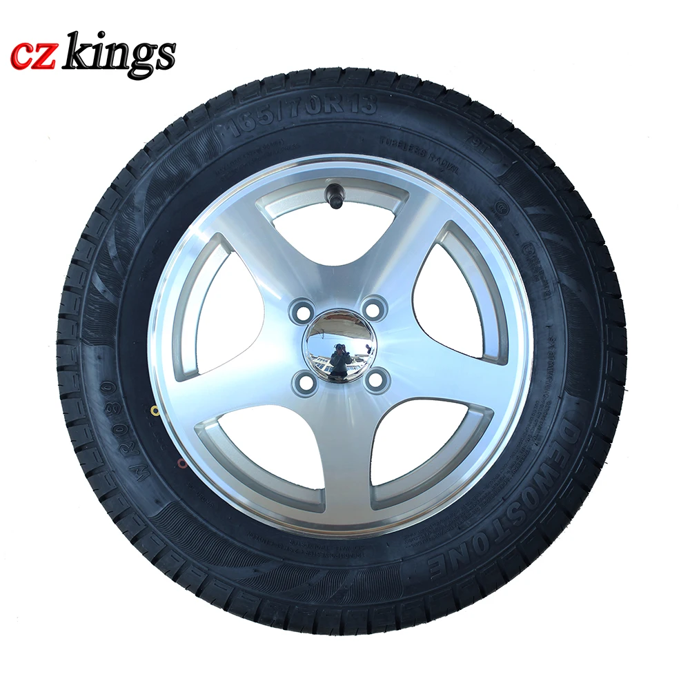 
factory supplier 165/70R13 light truck trailer tire with aluminum wheel 