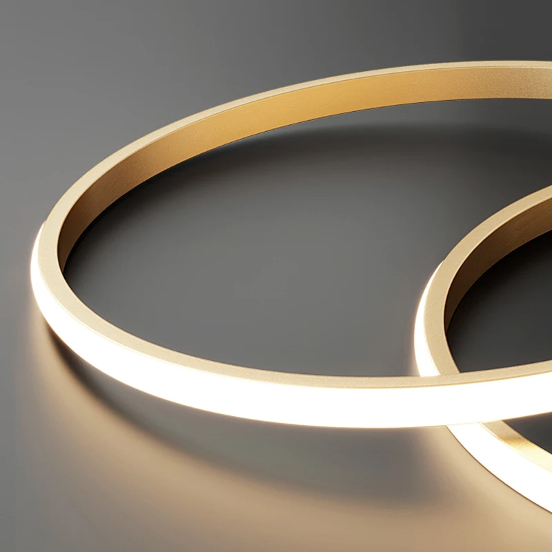 Home Decorative Modern Bedroom Living Room Hotel Circle Hanging 3 Ring Acrylic Gold Luxury Round Led Chandelier