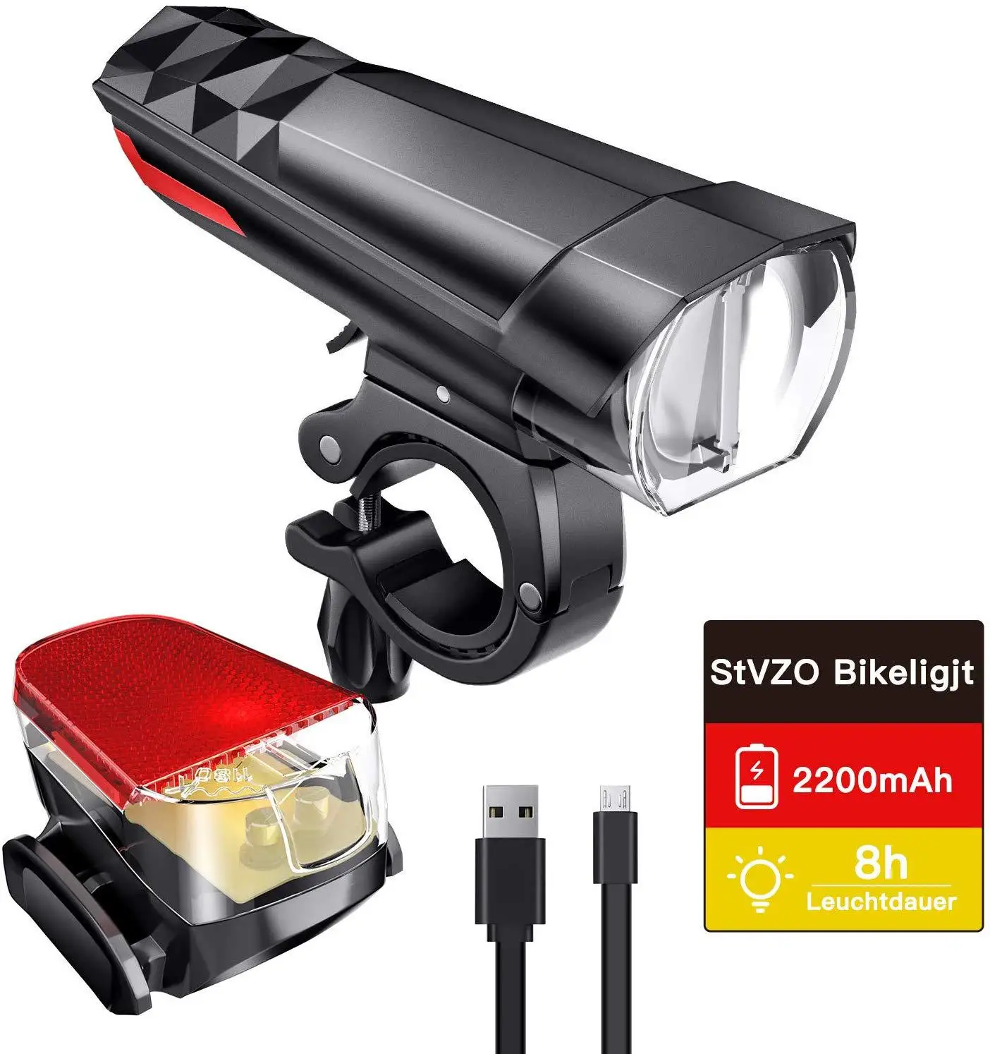 Bike Light with 360 Degree Rotation USB Rechargeable Bicycle Light Set High Quality Waterproof Front and Rear Light LED