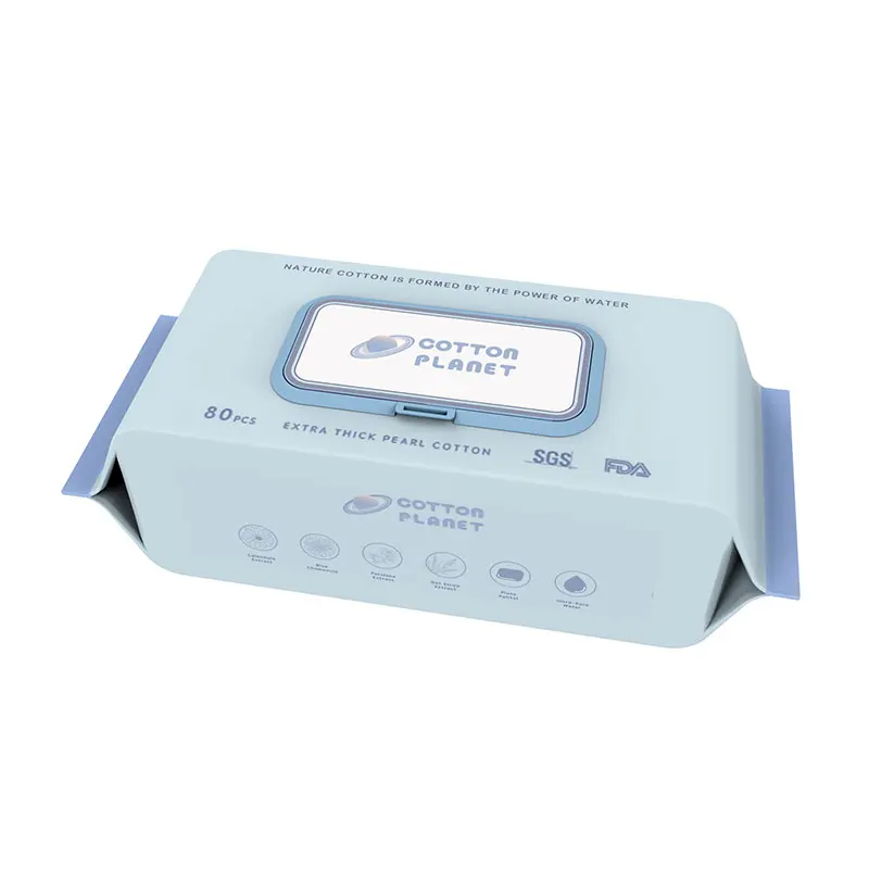 wrapped refreshing wet wipes / wet towel / wet tissue in pearl-embossed material