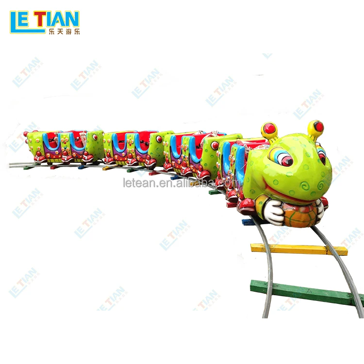 Caterpillar trains outdoor fairground kids electric train amusement park ride on train with track for adults