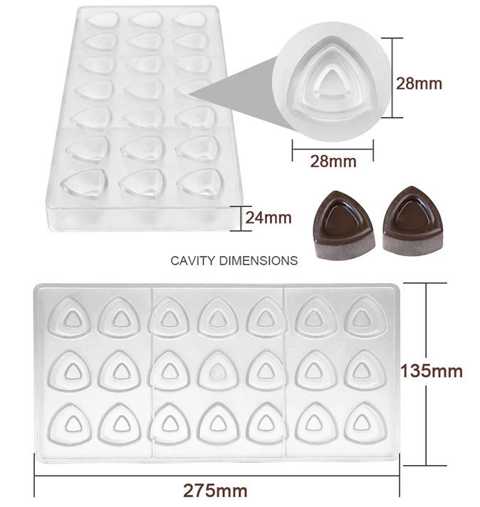 3D Filled Chocolate Bar Mold Baking Polycarbonate Chocolate Molds Confectionery Candy Form Mould Baking Pastry Bakery Tools