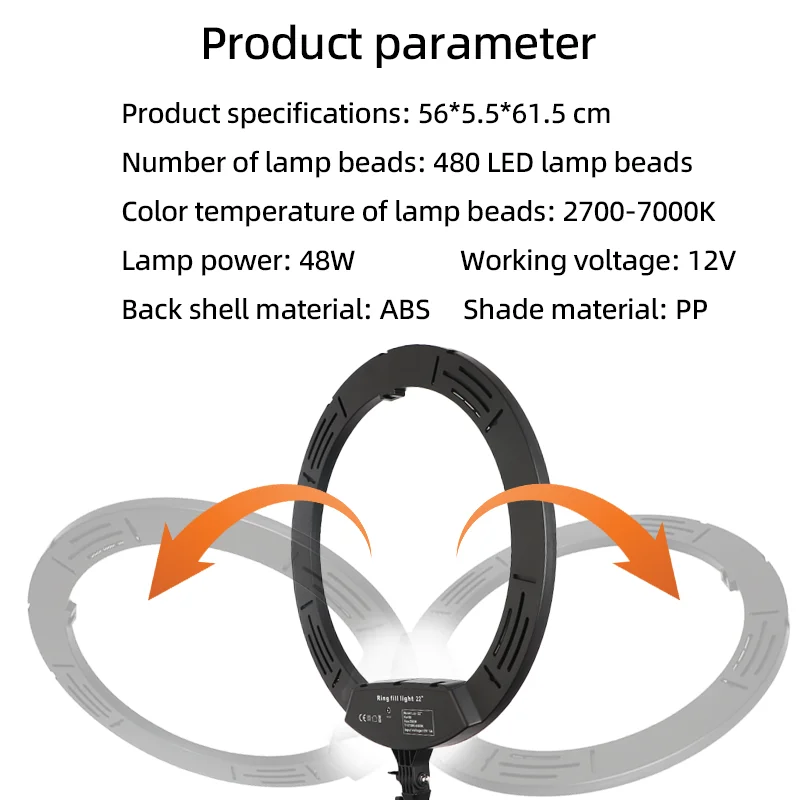 Wholesale 22 Inch  Ring Light Power 48W Color temperature 2700k 7000k for Selfie Makeup Photography Video
