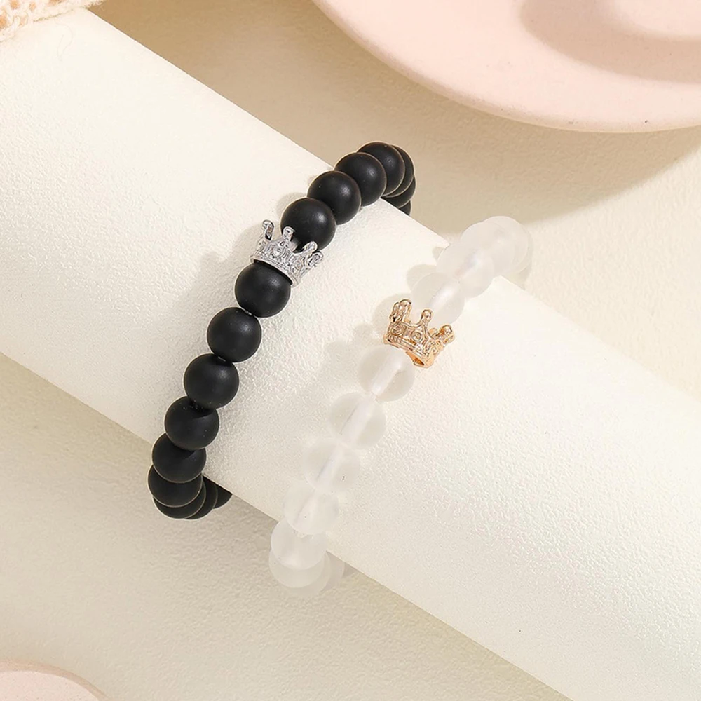 High Quality Wholesale High Quality Crown Magnetic Love Luminous Couple Heart Bead Stone Bracelet
