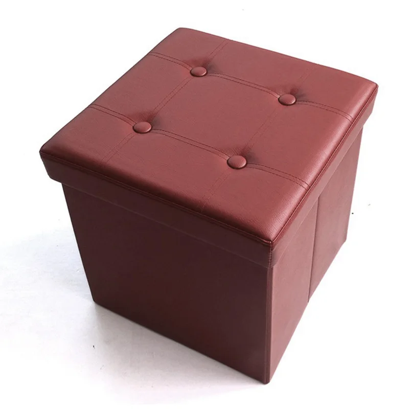 Cubic Square stool or ottoman Chair Pouf PVC Folding storage box Home Ottoman Furniture footstool ottoman