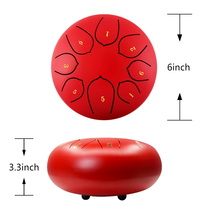 Hand Pan drum custom Logo Percussion Instrument Tongue Drums red for kids Mini Steel Tongue Drum 6 Inch 8 notes handpan