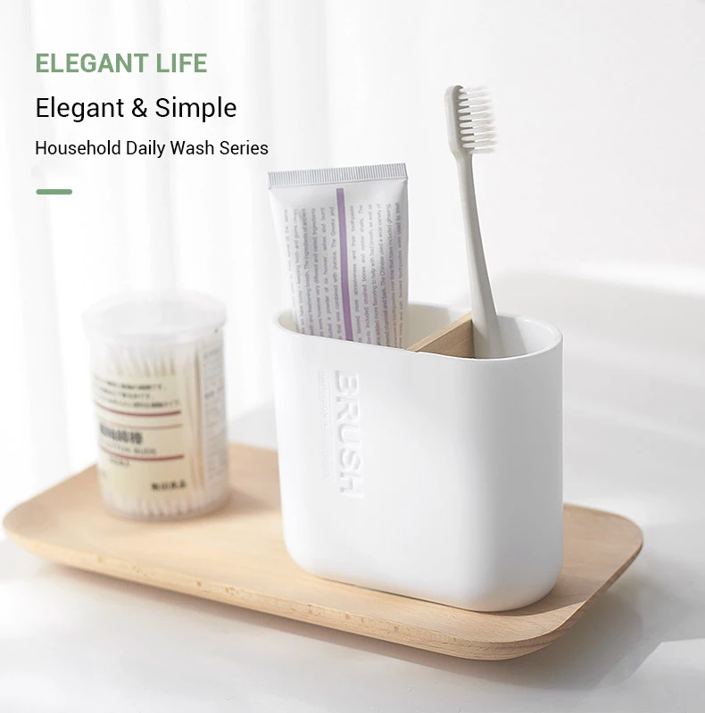 Bamboo Five-Piece Set Bathroom Toilet Brush Toothbrush Holder Gargle Cup Soap Holder Lotion Dispenser Bathroom Accessories