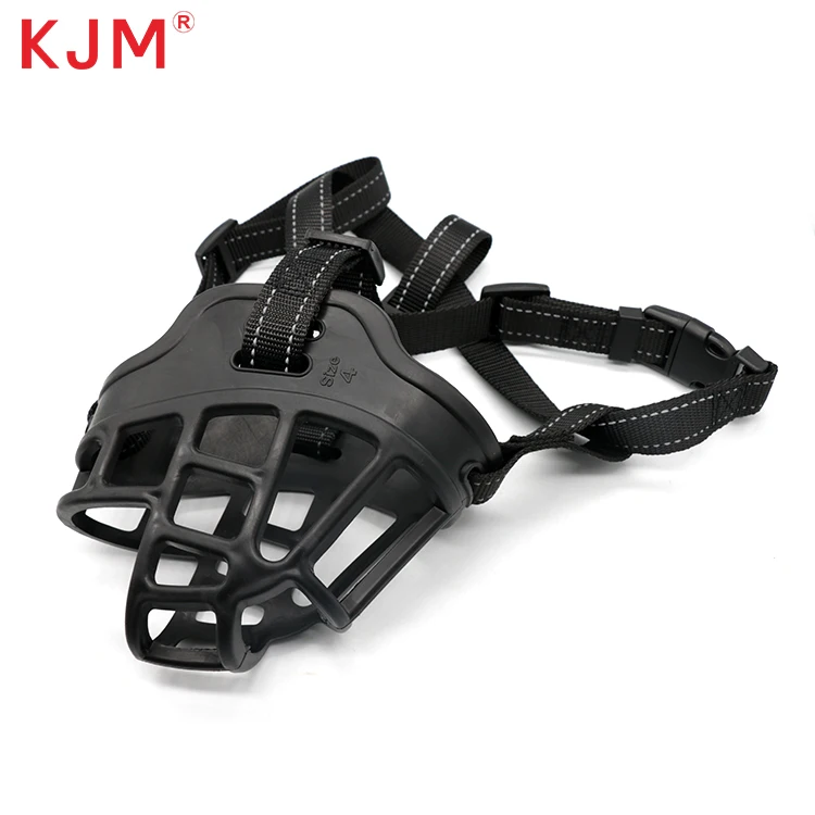 KJM Pet Product Supplies Free Sample TPE Dog Mouth Adjustable Nylon Strap Anti-bite and Eco-friendly Dog Muzzle