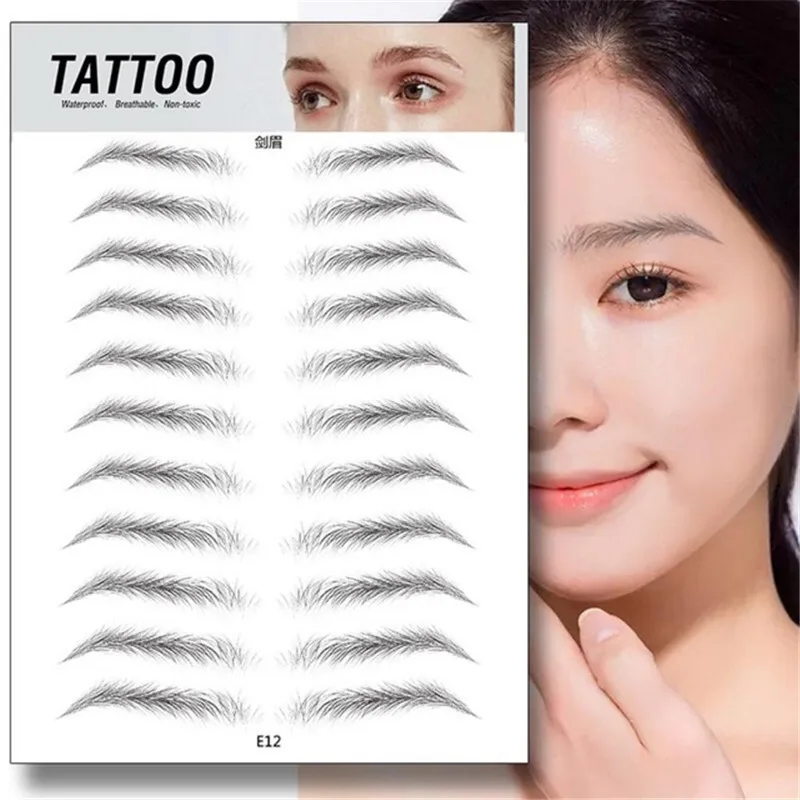 MP041 Semi-Permanent Water Transfer Eyebrows Waterproof Eyebrow Tattoo Sticker Long Lasting Natural Fake Eyebrow Lamination