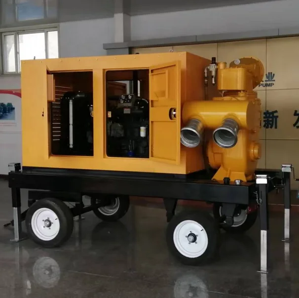 Towable14Inch diesel engine strong self priming water pump with 9m suction lift mining