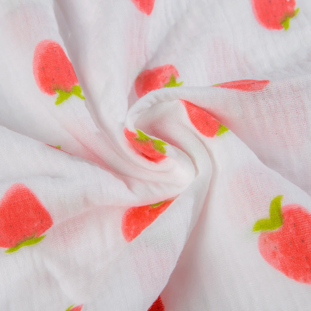 Good price 100% cotton popular breathable double printed layer muslin fabric for blanket towel