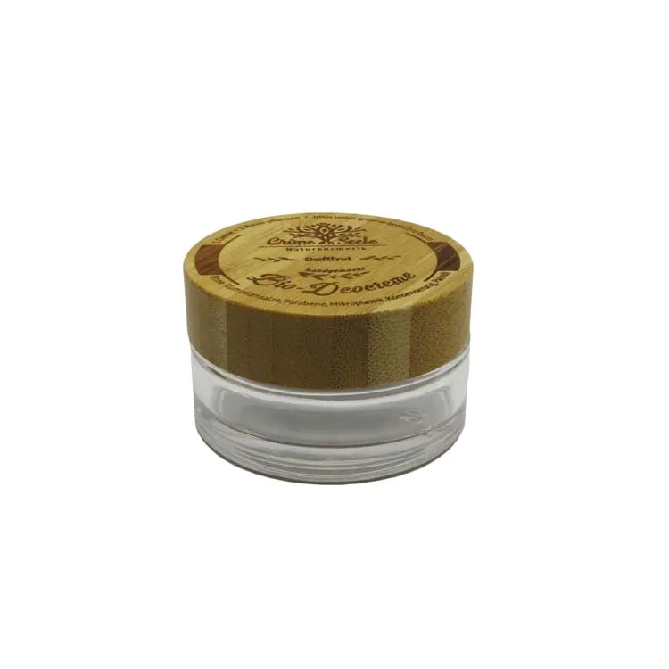 wide mouth glass jar bamboo lip balm container BJ-888C