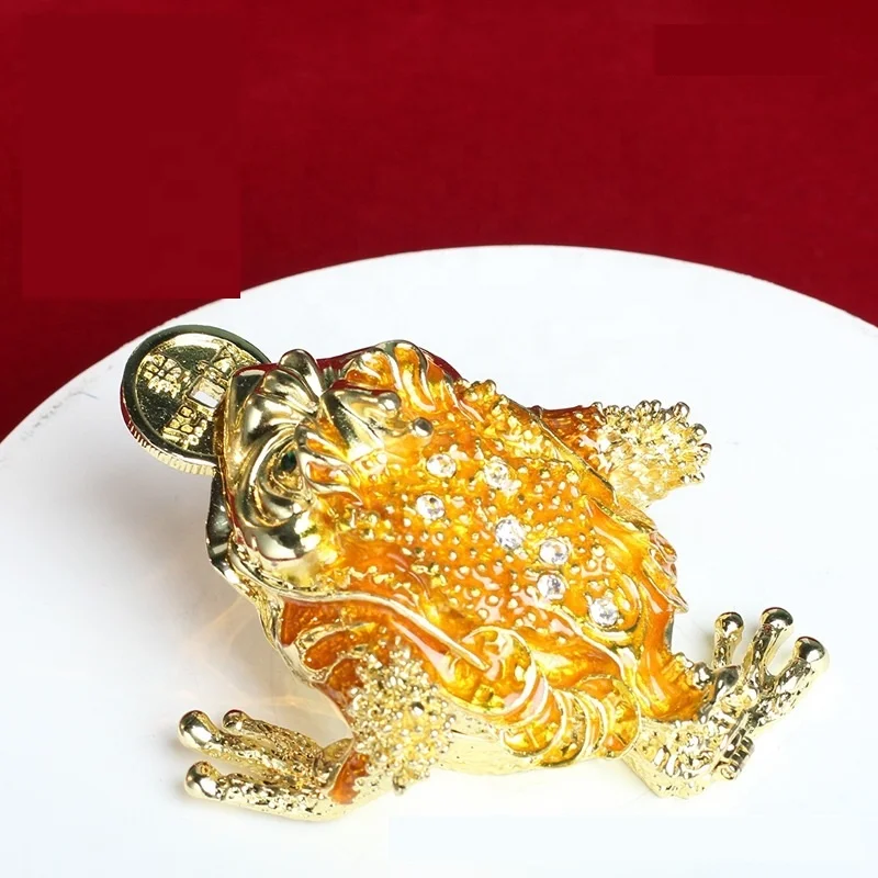 Factory Directly Sale New Creative Chinese Style Toad Enameled Trinket Boxes For Home Decoration