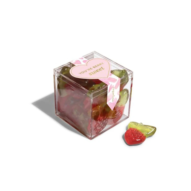 Upscale candy store Plastic Small Food Grade Candy Box Clear Acrylic Cube Wedding Party Sugar Favor Box