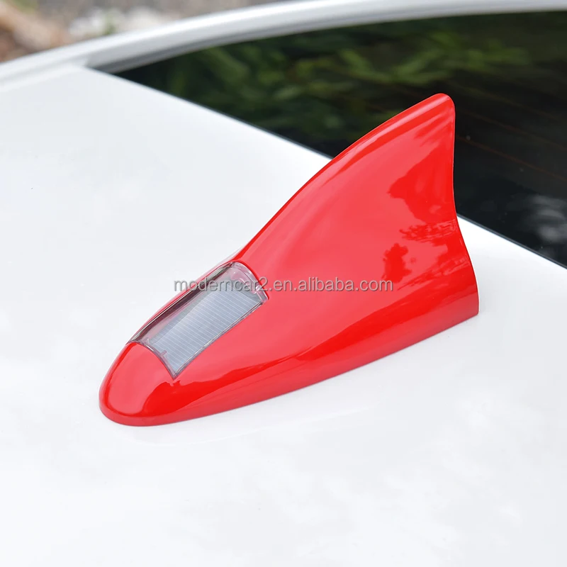 Car Solar LED Anti Collision Light Warning Lights Universal Shark Fin Antenna Light Automobile Modeling Decorating Accessories