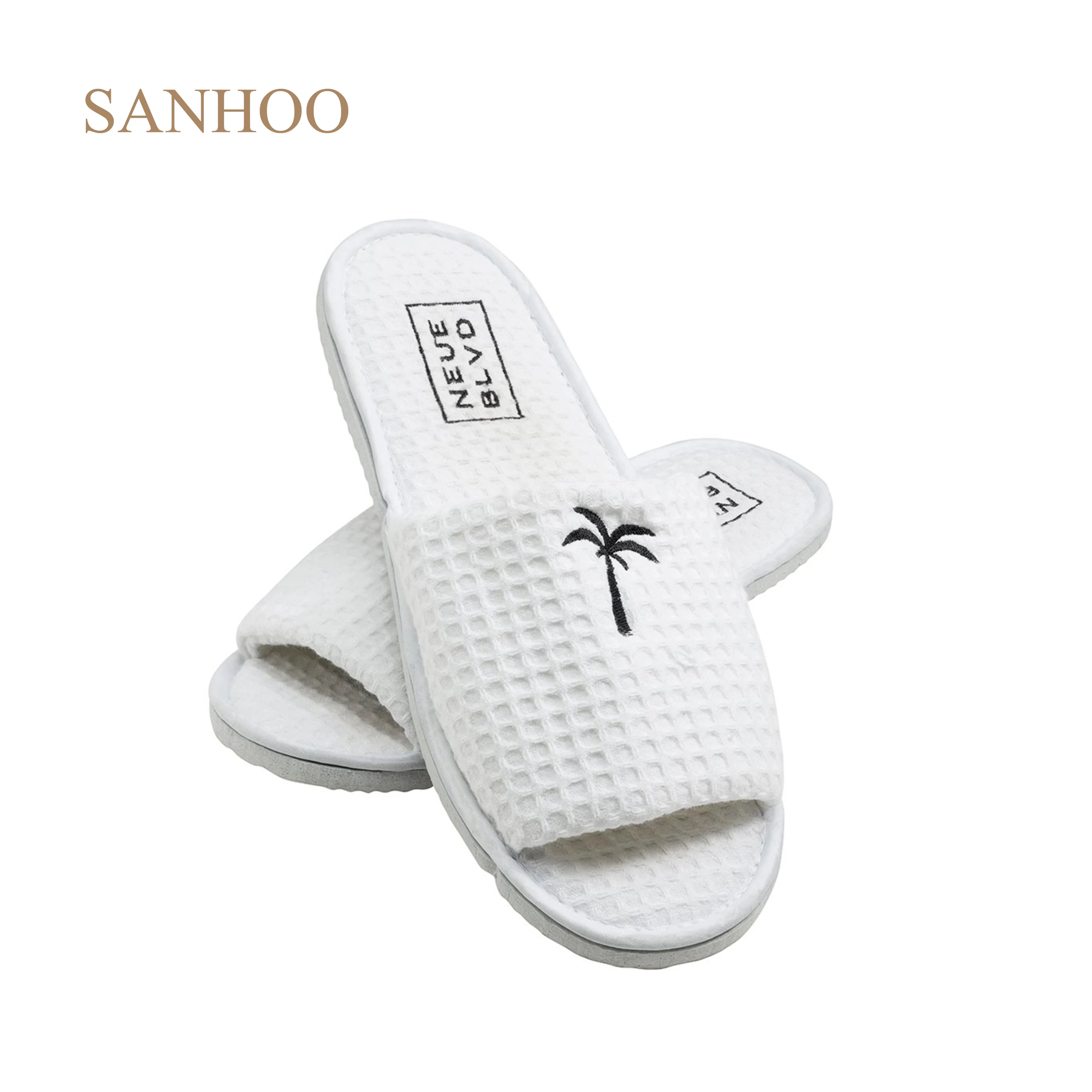 SANHOO роскошные Тапочки белые вафли мягкие Противоскользящие тапочки для отеля спа одноразовые