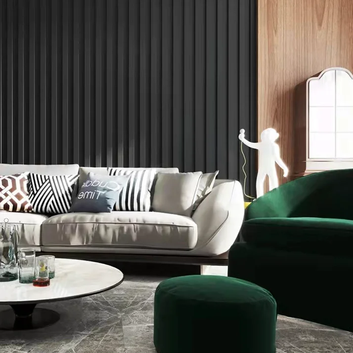 Modern wall cladding home decor Tv Background Walls wooden grain wpc fluted panels for interior decoration