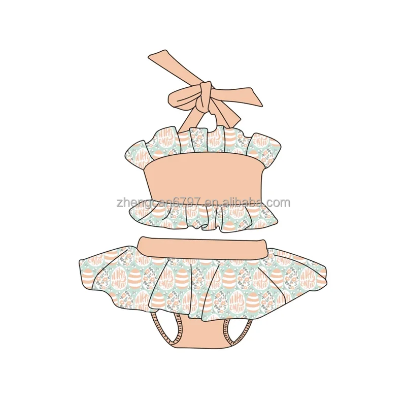 Wholesale Kids Bathing Suits Baby Swimwear One-Piece Love Heart Printed Sleeveless Swimsuit For Teenage Girls