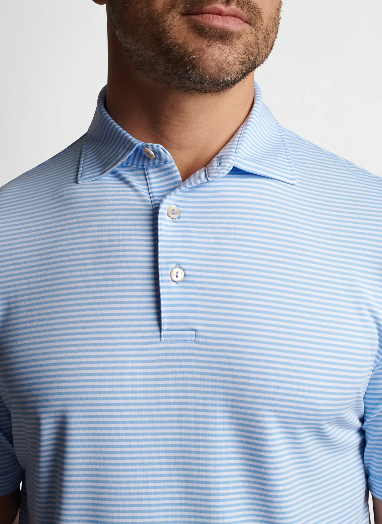 Custom logo high quality luxury striped print quick dry performance men golf silk polo t shirts