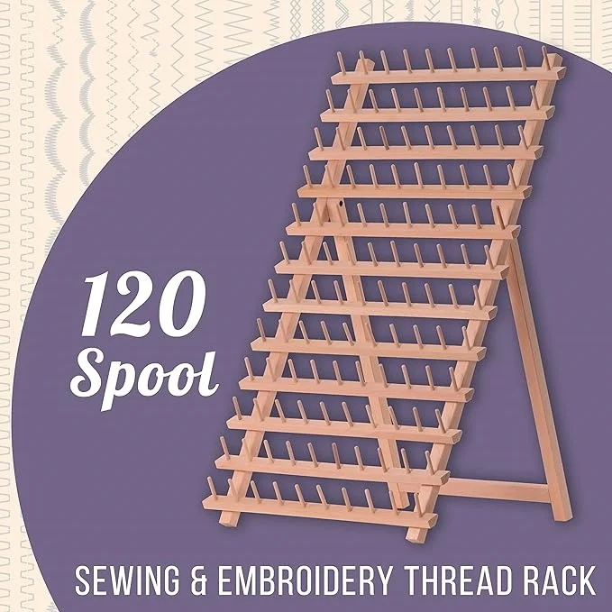 High Quality Wholesale Beech120 Spools Wooden Thread Rack Braiding Hair Rack for Sewing & Embroidery