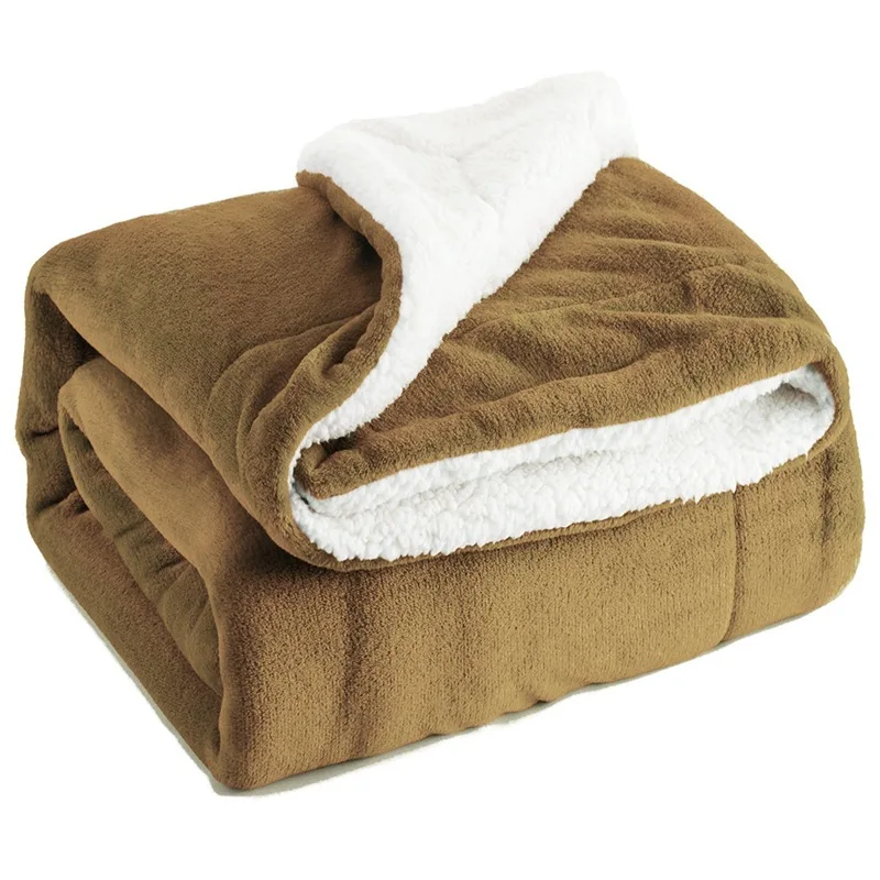 Wholesale Woolen Throw Blanket Double-Sided Super Soft Luxury Warm Fleece Blankets