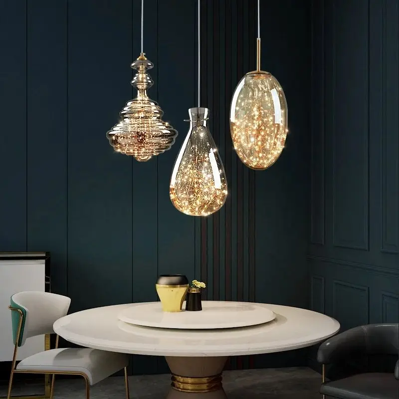 Nordic Full Copper Lamp Luxury Post-modern Crystal Chandelier Model Room Dining Room Bedroom Bed Bar Creative Pendant Lighting