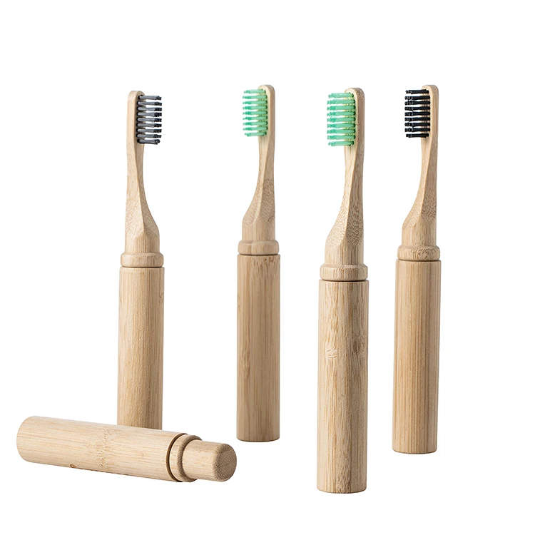 Natural Biodegradable Eco-Friendly Bamboo Charcoal Toothbrushes with Travel Case Portable Toothbrush Holder